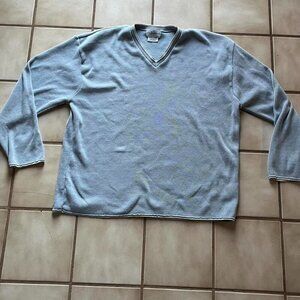 Vintage Knightsbridge Sweater Mens XL Blue 100% Cotton Blue L/S Vneck Pullover